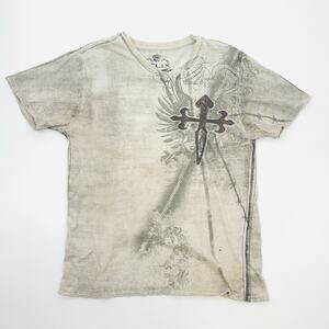 Y2K Helix T Shirt Men’s Medium Celtic Cross Angel Wings Courage Graphic Print